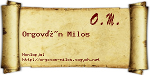 Orgován Milos névjegykártya